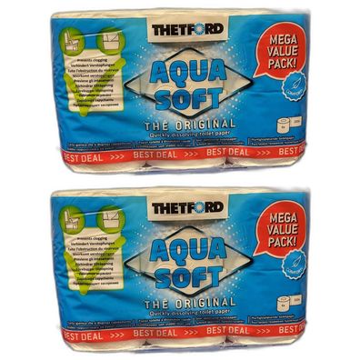 2 x Thetford Toilettenpapier Aqua Soft Campingtoilettenpapier Sondergröße 6 Rollen