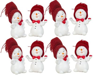 8 Stück Schneemann Figuren klein 7cm Mitbringsel Weihnachten Dekofigur Winterdeko