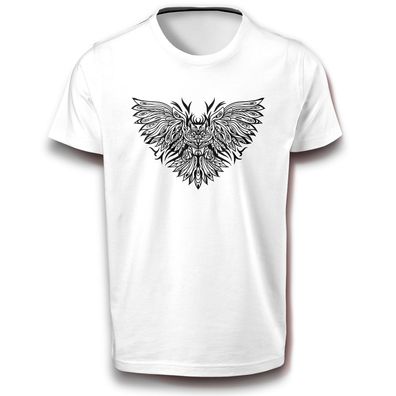 Mandala Eule Uhu Tier Vogel Greifvogel Retro Subkultur T-Shirt 122 - 3XL Baumwolle