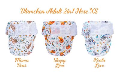 Blümchen Jugend/ Erwachsenen 2in1 Inkontinenzhose Designs XS