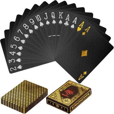 GAMES PLANET® Pokerkarten Kartendeck Schwarz/Gold