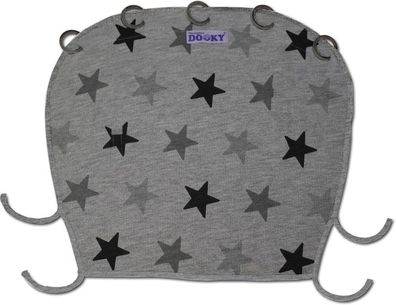 Dooky Design Sonnenschutz für Kinderwagen Sonnenschirm Graue Sterne Grey Stars