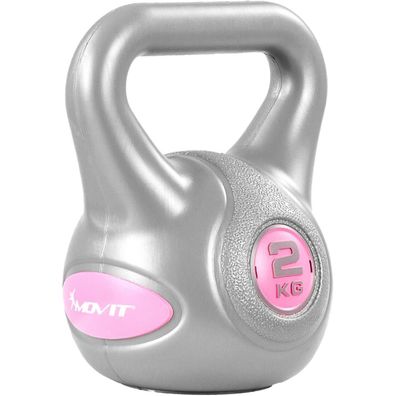 Movit® 2kg Kettlebell Kugelhantel grau/pink