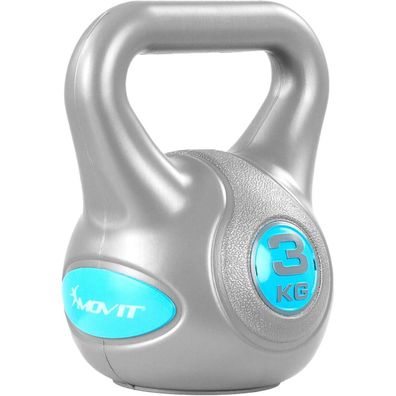 Movit® 3kg Kettlebell Kugelhantel grau/hellblau