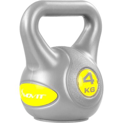 Movit® 4kg Kettlebell Kugelhantel grau/gelb