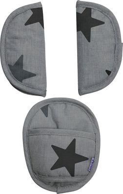 Dooky Gurtpolster für Babyschalen Überzug für Sicherheitsgurt Grey Stars