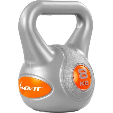 Movit® 8kg Kettlebell Kugelhantel grau/orange