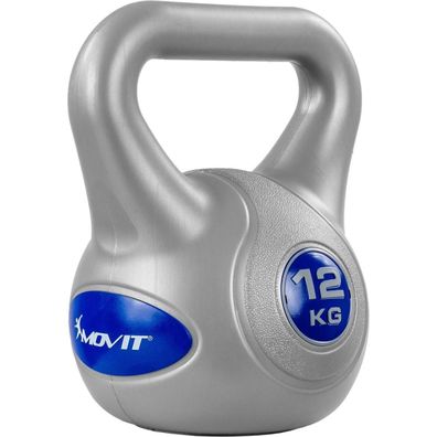 Movit® 12kg Kettlebell Kugelhantel, grau/dunkelblau