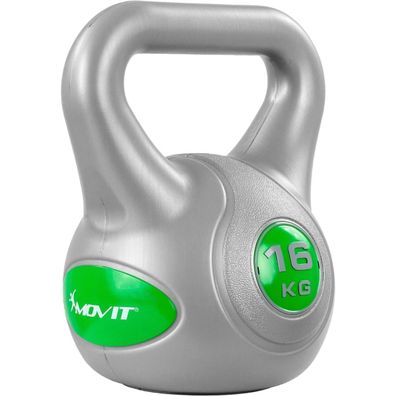 Movit® 16kg Kettlebell Kugelhantel grau/grün