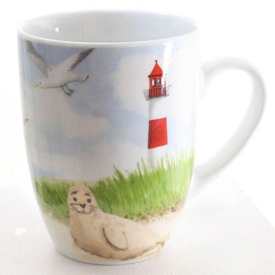 Becher Tasse Küste DIO 8x10cm 46635 Seehund Möwen Leuchtturm Meer Mediteran