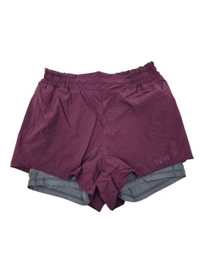 TCA Damen Performance 2-in-1 Laufshorts mit Kompressionshose Gr. S Weinrot Prune