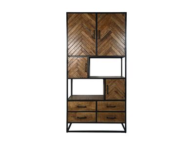 Wandschrank Verona 100 x 40 x 200 cm Mangoholz und Metall