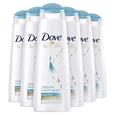 Dove Haarpflege 2 in 1 Shampoo & Spélung Tägliche Feuchtigkeit Haare 6 x 250 ml