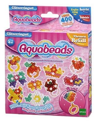 Aquabeads 79928 Glitzerringset Bastelset Themen Nachféllset 400 Perlen Kinder