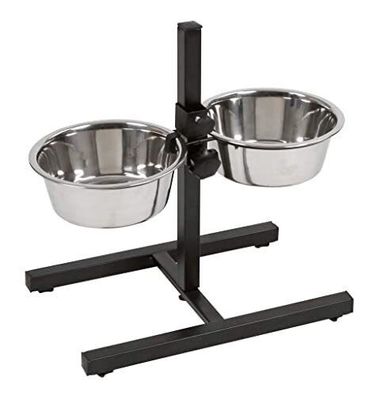 Kerbl 82258 Futterbar Hunde / Katzen inkl. 2 Futternäpfe Edelstahl 2800ml 43cm