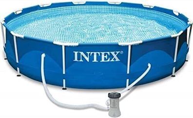 Intex 28202GN Metal Frame Pool Aufstellpool Ø 305 x 76 cm Blau Rund Filterpumpe