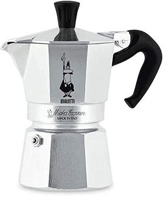 Bialetti Moka Express Espressomaschine Induktion Kanne 2 Tassen Aluminium Silber