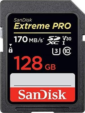 SanDisk Extreme PRO SDXC UHS-I Speicherkarte 128 GB V30 Geschwindigkeit 170 MB/s