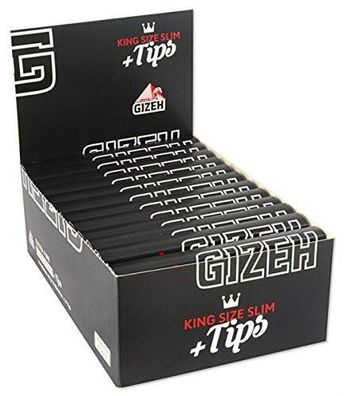 Gizeh 15558 Schwarzes Langes Papier Plus Tips King Size Slim 26 Heftchen 14 g/m2