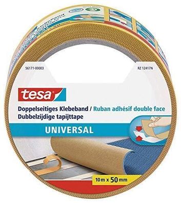 Tesa Doppelseitiges Klebeband Universal Verlegen Teppiche Handwerrk 10 m x 50 mm