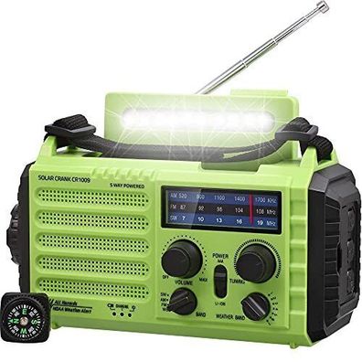 Mesqool Tragbares Solar Radio Notfall Kurbel Dynamo AM/FM/SW 4000mAh Aufladbar