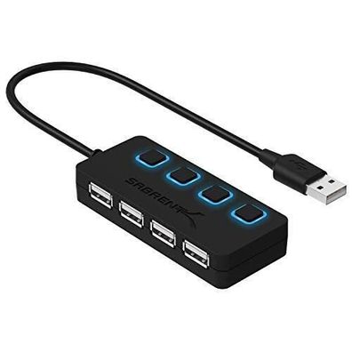 Sabrent HB-UMLS USB 2.0 HUB 4-Port 480 Megabits Einzelne Schalter LED-Anzeige