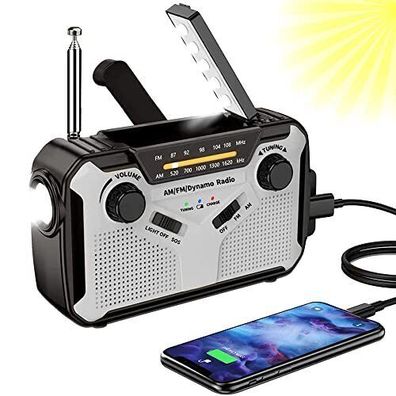 Paidashu Solar Radio AM/FM Tragbar Kurbelradio Dynamo Notfallradio Powerbank