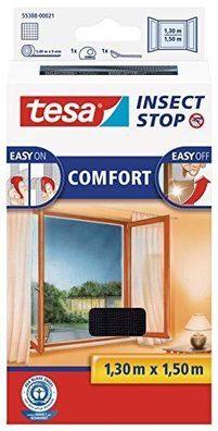 Tesa Insect Stop Fliegengitter Comfort Insektenschutz Anthrazit 130 cm x 150 cm