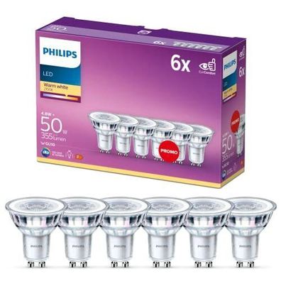 Philips LEDclassic Lampe 4,6 W ersetzt 50W GU10 355 Lumen EEK A 6er Pack