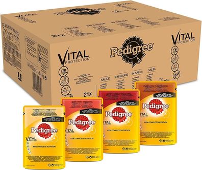 Pedigree Vital Protection Hundenassfutter Huhn Rind Lamm Gemüse 84 Beutel x 100g