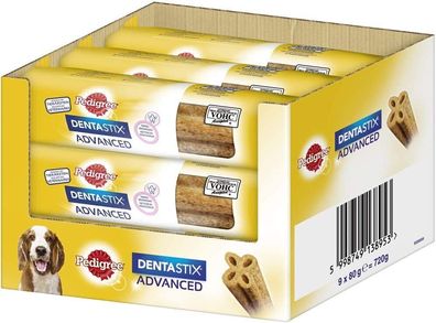 Pedigree DentaStix Advance Hundesnack Hundefutter Zahnpflege 9er Pack 9 x 80 g