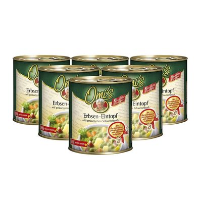 Buss Fertiggericht Omi’s Erbsensuppe Erbseneintopf Konserve 6er Pack 6 x 800g