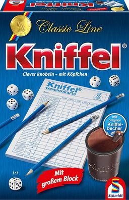 Schmidt Spiele 49203 Classic Line Kniffel Kniffelbecher Würfel Block Knobeln