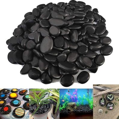 VELLES Aquarium Steine Bemalen Kieselsteine Schwarz Deko Garten 20-40 mm 950 g