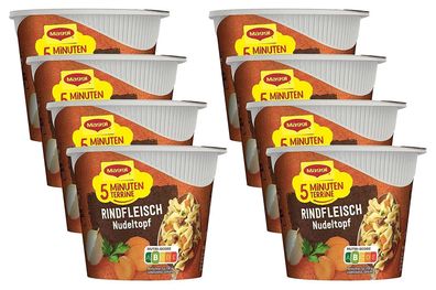 Maggi 5 Minuten Terrine Rindfleisch Nudeltopf Fertiggericht Instant 8 x 42g