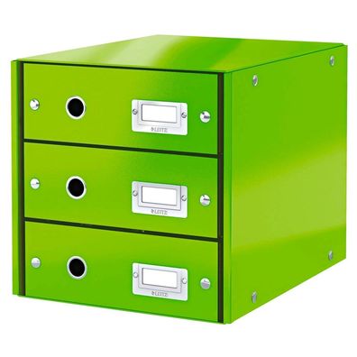 LEITZ 6048-00-54 Schubladenbox Click & Store grün DIN A4 mit 3 Schubladen