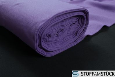 0,5 Meter Stoff Baumwolle Elastan Bündchen dunkelflieder 45 cm breit