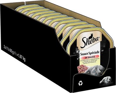 Sheba Sauce Spéciale Edles Katzennassfutter Huhn Kräutersauce 22er Pack 22 x 85g