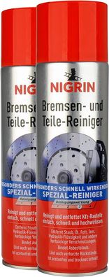 NIGRIN â??20411 Bremsenreiniger Motor Teilereiniger Entfettung 2er Pack 2 x 500 ml