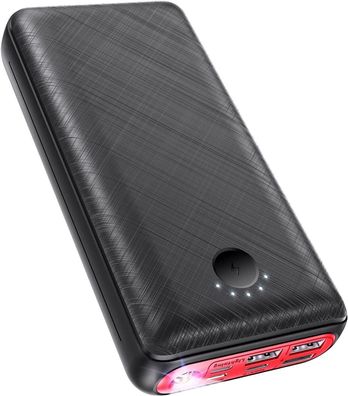 JIGA Powerbank 30000 mAh Externer Akku Ladegerät 3 Ausgänge USB C Android iPhone