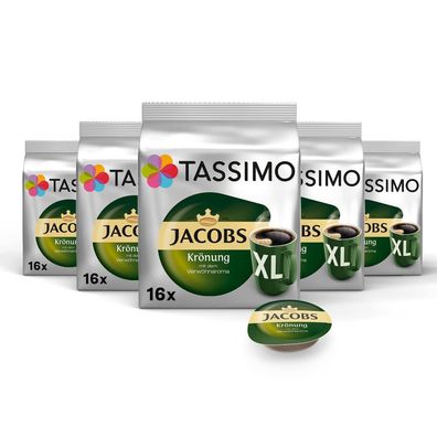 Tassimo Kapseln Jacobs Krönung XL 80 Kaffeekapseln Kaffee 5er Pack 5 x 16 Stück