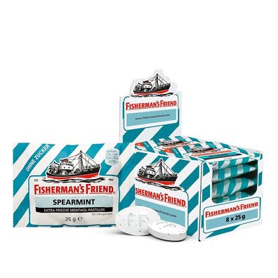 Fisherman’s Friend Spearmint Grüne Minze Menthol Zuckerfrei 8er Pack 8 x 25 g