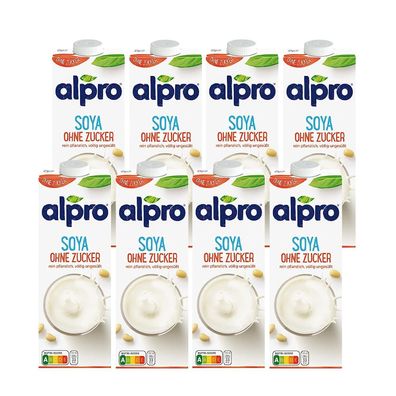 Alpro Sojadrink Ohne Zucker Natur Pflanzlicher Drink Vegan Ungesüßt 8er Pack