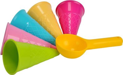 Simba 107108605 Sandformen Eis 5 Waffeln 1 Portionierer Sandspielzeug Kinder