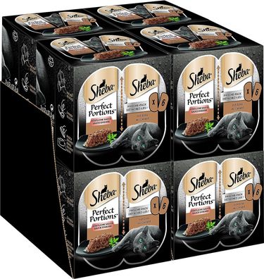 Sheba Perfect Portions Feinstes Katzennassfutter Edele Pastete Ente 24 x 75 g