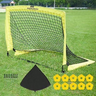 PodiuMax Faltbar Pop Up Fußballtor Kinder 8 x Bodenanker 10 x Hütchen 97 x 80 cm