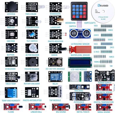 Elegoo aufgerüsteter 37 in 1 Sensormodul-Bausatz mit Anleitung für Arduino UNO