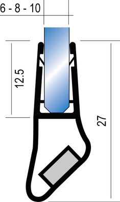 Duschdichtung PVC Ersatzdichtung Duschkabine TYP-8 90° 200cm Glasstärke 6-10mm