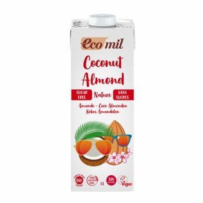 EcoMil EcoMil Bio Kokos-Mandeldrink Zuckerfrei (Zuckergehalt<0,3 g pro 100g) 1l