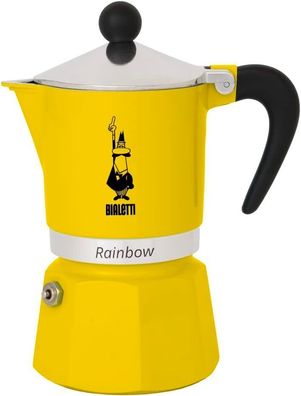 Bialetti 4982 Rainbow Caffettiera Colorata, Alluminio, Giallo, 3 Tassen, Gelb